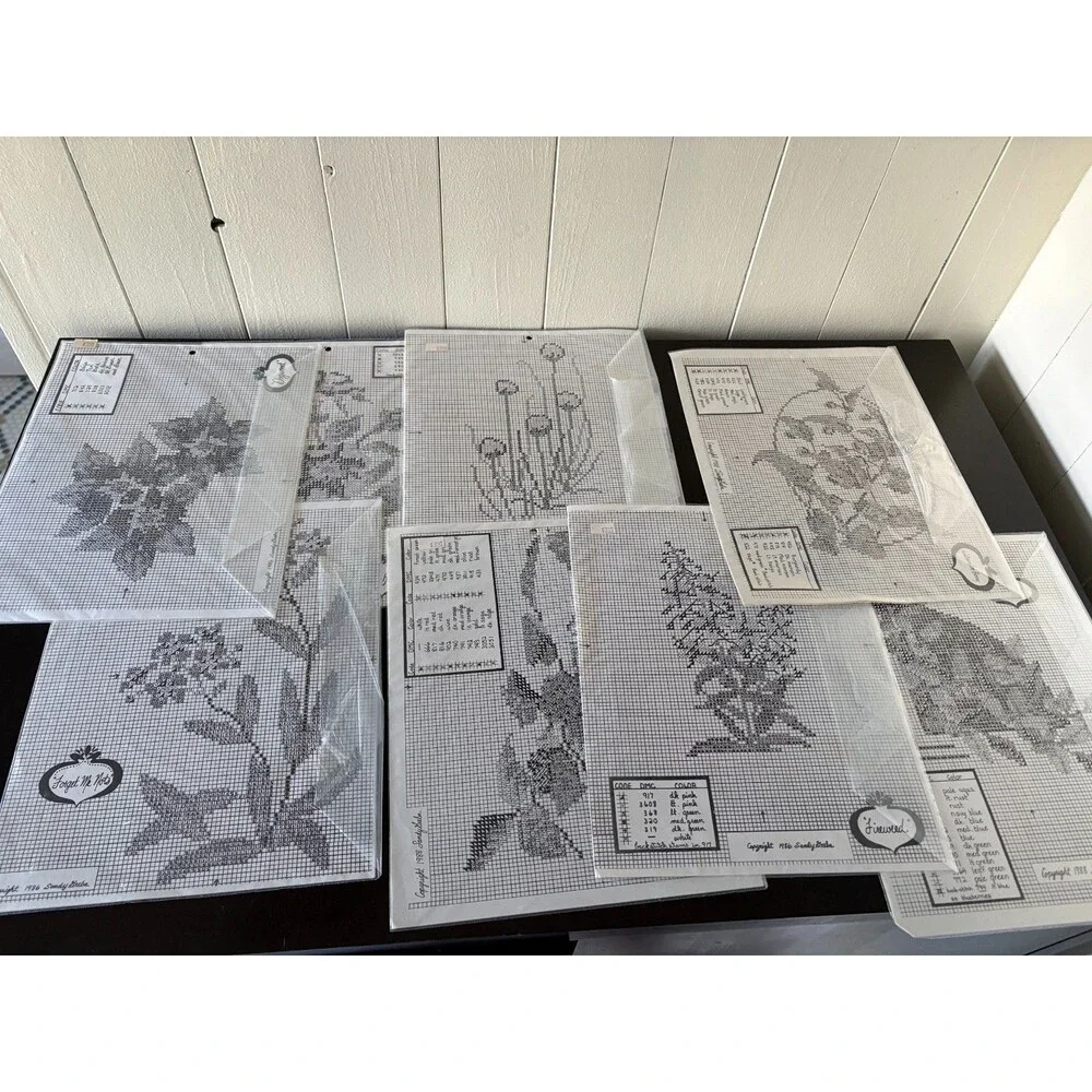 Vintage 1980s Cross Stitch Pattern Booklets Magazines Lot of 18 Needlework